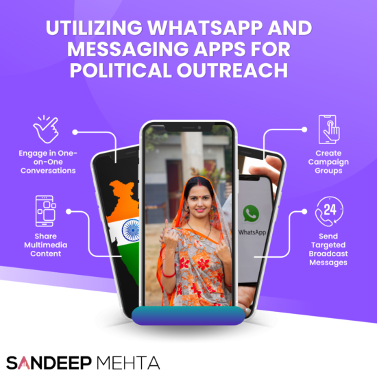 The text on the image discusses using messaging apps for political outreach.